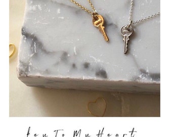 TINY Key To Your Heart Necklace miniature MINI gold filled or sterling silver small key charm . SimaG . Success love love graduation