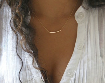 The Golden Bar -gold tube necklace . gold balance bar necklace. simple gold necklace . wedding gift. bridesmaid gift. bachelorett. By Simag