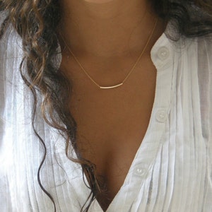 The Original Golden Bar , gold bar necklace ,delicate layered necklace, , skinny bar necklace, minimal bar necklace, Gift for Her. SimaG image 3