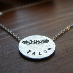 Personalized It Small Tag Disc ... Simple ... Feminine ... Modern ... Dainty .... SMALL Hammered Sterling Disc By Simag image 1