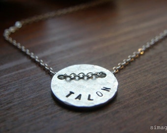 Personalized It - Small Tag Disc ... Simple ... Feminine ... Modern ... Dainty .... SMALL Hammered Sterling Disc - By Simag
