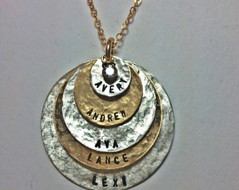 5 discs  - as Seen At THE DENVER POST and Channel 9 News - Personalized Your Charm - Two Tone Necklace --Simag