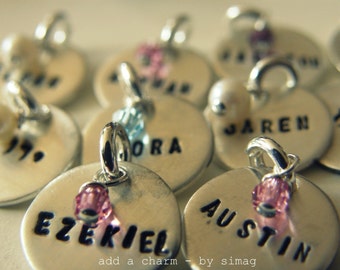 add a charm- Personalized It in HEBREW or ENGLISH - Sterling Silver Thicker Disc - Simag