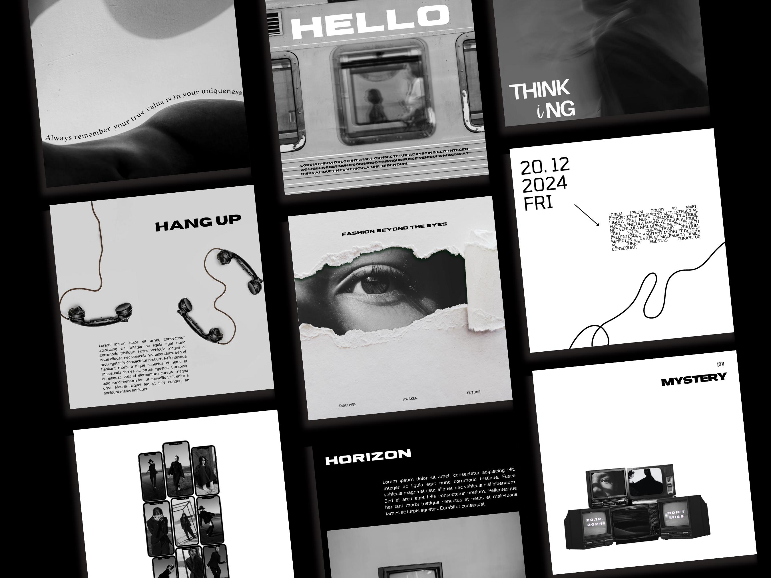 Bold Black & White Instagram Templates | Editorial Magazine Style ...