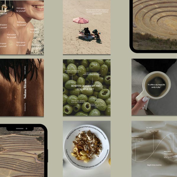 Wellness Instagram Templates | Health brand | Self Care, Nutrition, Holistic | Digital Marketing | Canva Templates | Pinterest Aesthetic