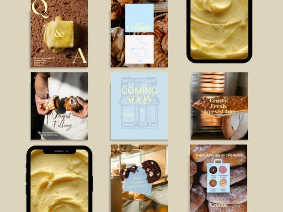 Bakery Social Media Template | Artisan Instagram Page | Food Branding | Promotion Post | Cafe Marketing | Editable Canva Templates