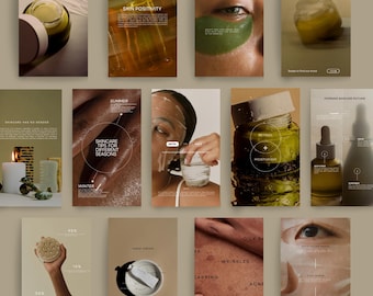 Skincare Beauty Instagram Story Templates | Esthetician Skincare Coach | Modern Aesthetic Canva Templates | Branding | Social Media Posts
