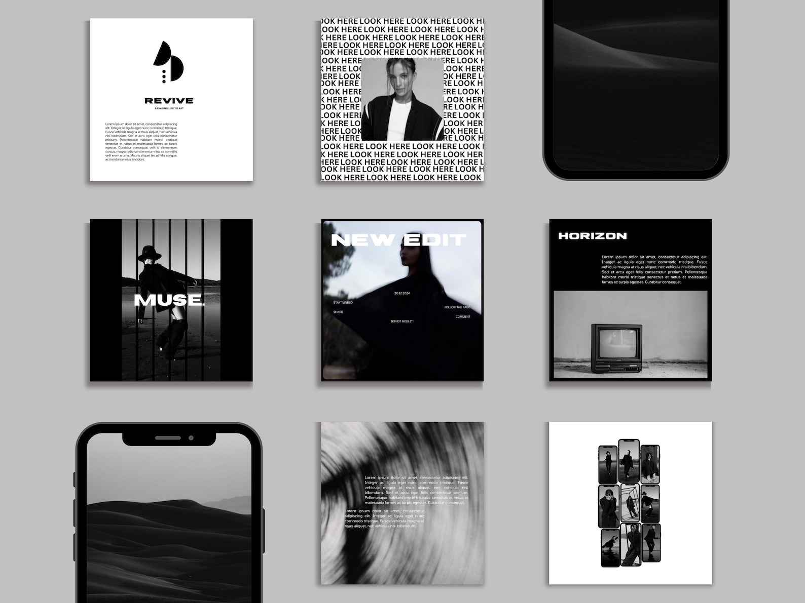 Bold Black & White Instagram Templates | Editorial Magazine Style ...