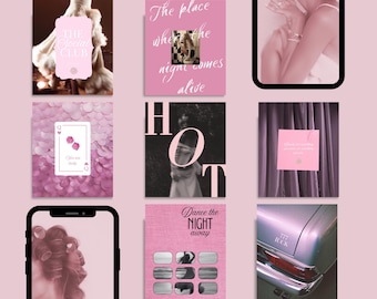Girly roze Instagram-sjabloon | Pinterest Esthetiek | Socialmediafeed | Trendy moderne IG-berichten | Canvasjablonen 'Dat meisje' en 'Boss Babe'