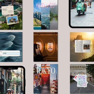 Plantillas de Instagram para contenido de viajes / Blogger de viajes / Estilo de vida de viajes estéticos / Influencer de viajes / Publicaciones de Instagram / Plantilla de Canva