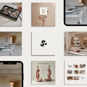 Pilates Instagram Templates | Pilates, Yoga Studio | Wellness Brand | Fitness, Health | Social Media Templates | Canva | Aesthetic Branding
