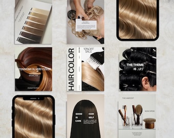 Instagram-sjabloon voor esthetische kapsalon | Haarstylist | Moderne, luxe socialmediacontent | Schoonheidssalon | Bewerkbaar canvas