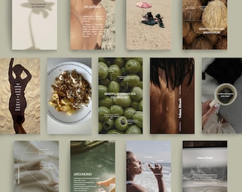 Wellness Instagram Story Templates | Health brand | Self Care, Nutrition, Holistic | Digital Marketing | Canva Template| Pinterest Aesthetic
