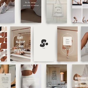 Pilates Instagram Story Templates | Pilates Studio | Wellness Brand | Fitness, Health | Social Media Templates | Canva | Aesthetic Branding