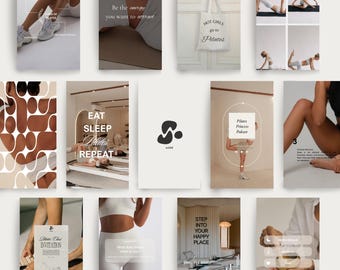 Pilates Instagram Story Templates | Pilates Studio | Wellness Brand | Fitness, Health | Social Media Templates | Canva | Aesthetic Branding