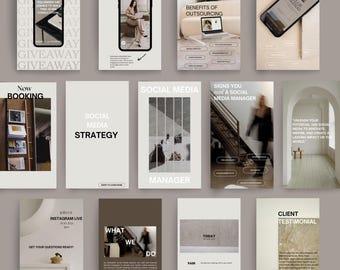 Social Media Instagram Templates | Instagram Stories | Canva |  Modern Minimalist Aesthetic Branding | Social Media Manager | Marketing