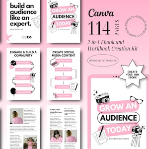 Plantilla de eBook rosa / Diseño para pequeñas empresas y estilo femenino / Plantilla de eBook de Canva, imán de clientes potenciales, hojas de trabajo, listas de verificación, creador de cursos, libro de ejercicios