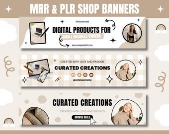 Mock-ups voor MRR PLR Etsy-banners | Sjablonen voor bannerontwerp en shopkit