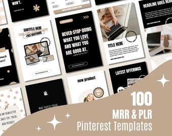 Pinterest Templates for Bloggers with MRR & PLR Rights, Aesthetic Social Media Templates, Pinterest Idea Pin Mockups, Pinterest Pins Bundle!