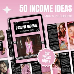 Passive Income eBook with MRR & PLR Rights, Business eBook Template in Canva, Pink eBook Cover, Resell Digital Product, Financial Education