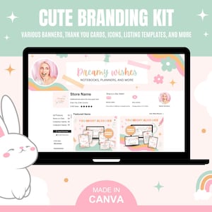 Brandingkit voor Etsy met MRR- en PLR-rechten, bundel op canvas, Etsy-banner, listingfoto's, shoplogo's, bonnetje en sjablonen voor bedankkaarten!