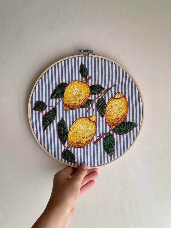 グレー レモン刺繍 ウォールポケット グレー レモン刺繍 ウォールポケット ウォールポケット（カラーグレー