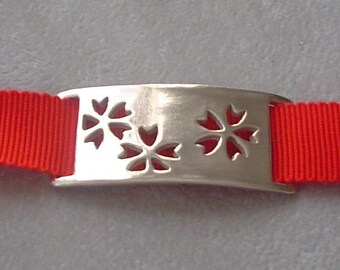Red Cherry Blossom Sakura Ribbon Bracelet or Choker Necklace