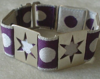 Silver Star Bracelet on Purple Dot Ribbon