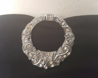 Cute Little Circular Art Deco Rhinestone Dress Clip