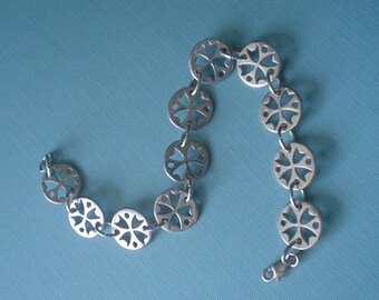 Sterling Silver Pinwheel Coin Bracelet