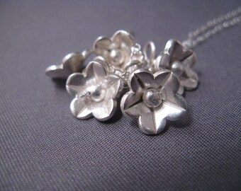 Lovely Sterling Silver Necklace with Many Flower Charms