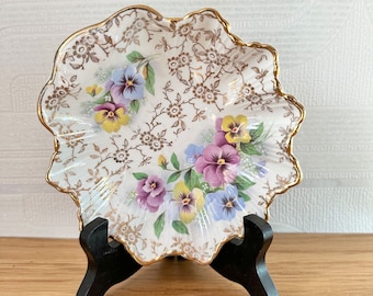 Old Foley floral trinket dish by James Kent, Staffordshire c1940s