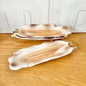 Set of 3 corn on the cob plates, hand painted