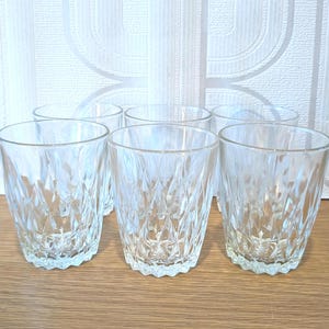 6 x Duralex diamond pattern table glasses, 1970/80s