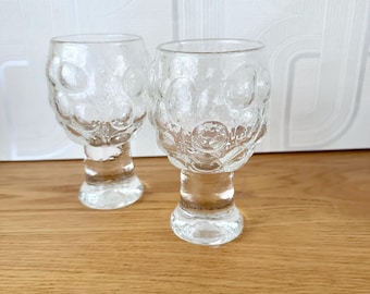 7 Kosta Boda Glass Pyramid Pattern Wine or Water Glasses Vintage