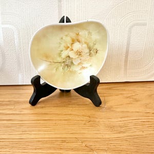 Small kidney shaped hand painted floral porcelain dish