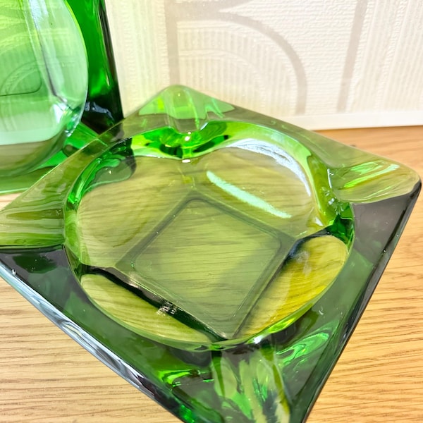 Vintage green glass Anchor Hocking ashtrays - each sold separately