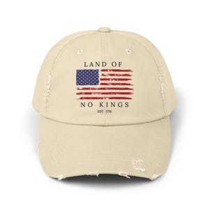 Land of No Kings Distressed Cap, Anti Trump Hat, Anti Oligarchy Cap, Political Distressed Cap, ,Anti Maga, Since 1776 Baseball Cap