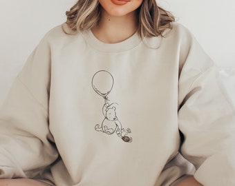 Classic Winnie the Pooh Sweatshirt, Pooh Bear and Piglet with Ballon Sweatshirt, Winnie the Pooh Gift, Vintage Pooh Bear Sweater