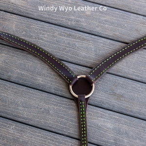 Custom Buckstitched Breast Collar Handmade with Dark Chocolate Hot Oiled Harness Leather