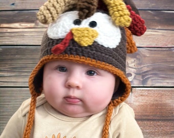 Crochet Turkey Hat - Choose Size