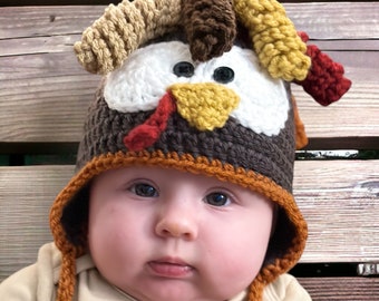 Crochet Turkey Hat - Choose Size