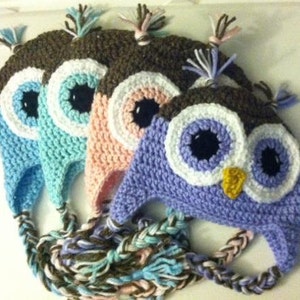 Crochet Owl Hat - Choose Color and Size