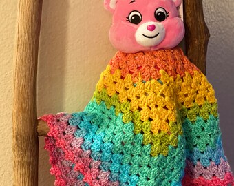 Cheer Bear Crochet Baby Lovey - Care Bear