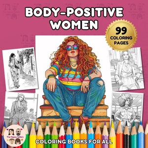 Body-Positive Frauen Malbuch SOFORT DOWNLOAD 99 Ausmalseiten + 2 Inspirierende Ausmalbilder auf DIN A4 Papier, digitaler Download.
