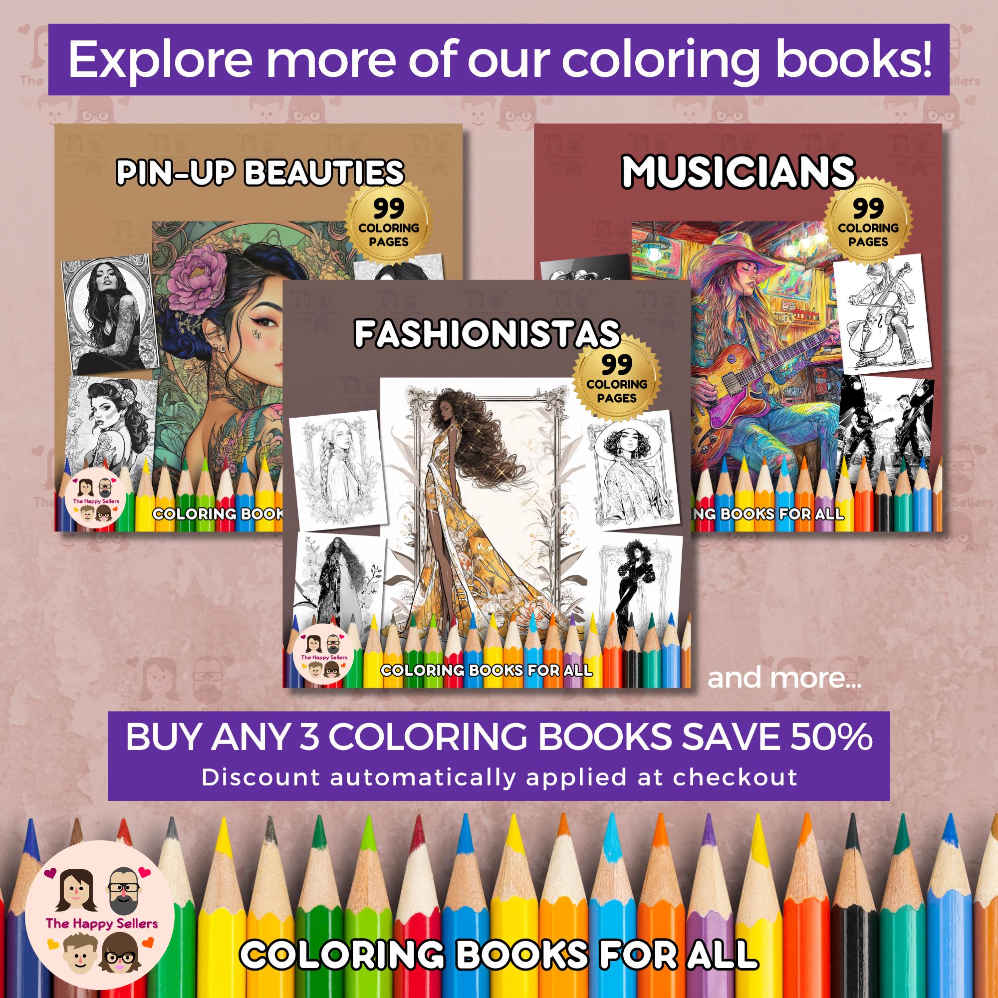 Color Book Punk Punk Fashion Coloring Book INSTANT DOWNLOAD 99 Edgy Coloring Pages + 2 ...
