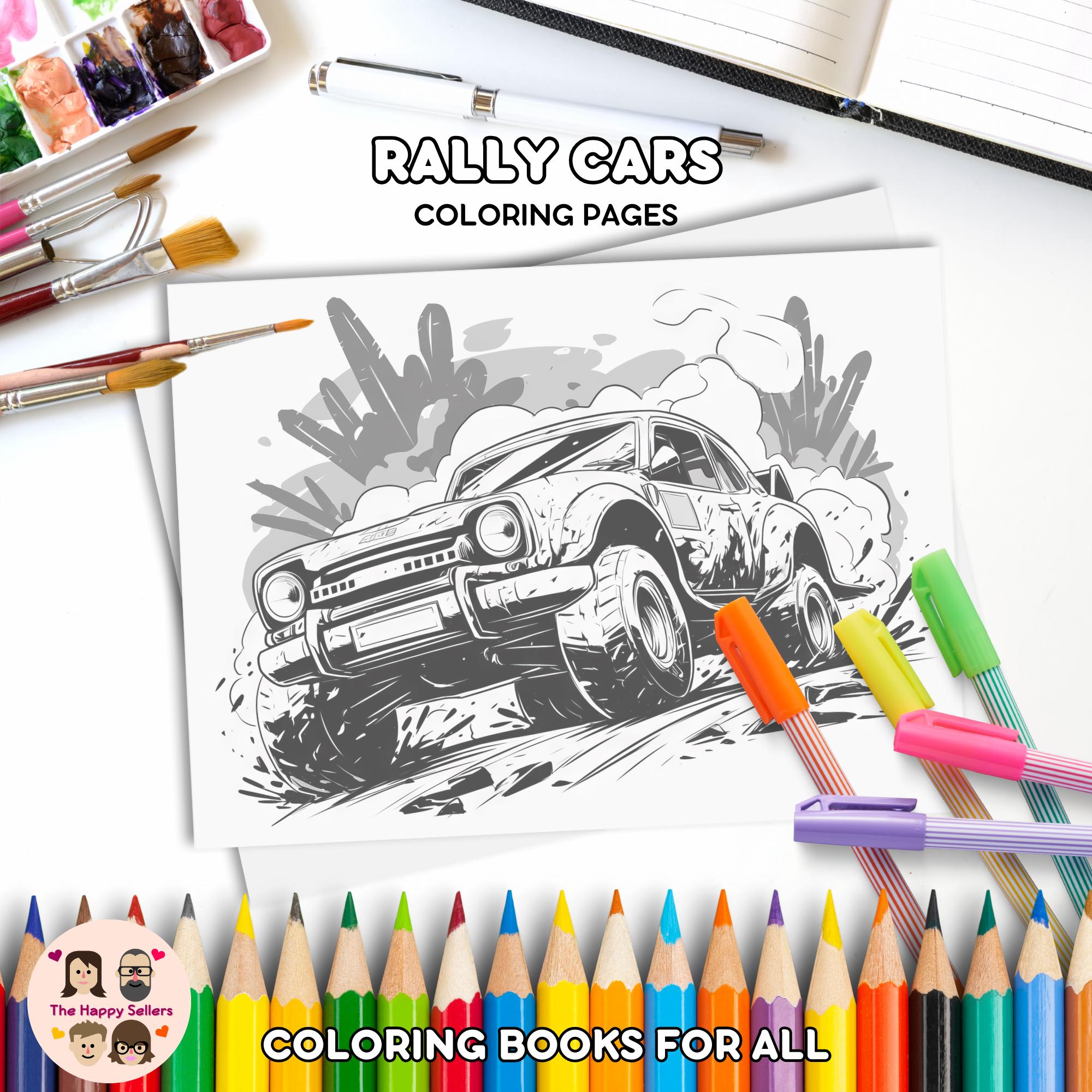 Kub Car Racing Rally Colouring Page Rally Cars Coloring Book INSTANT DOWNLOAD 45 Car-themed Coloring Pages ...