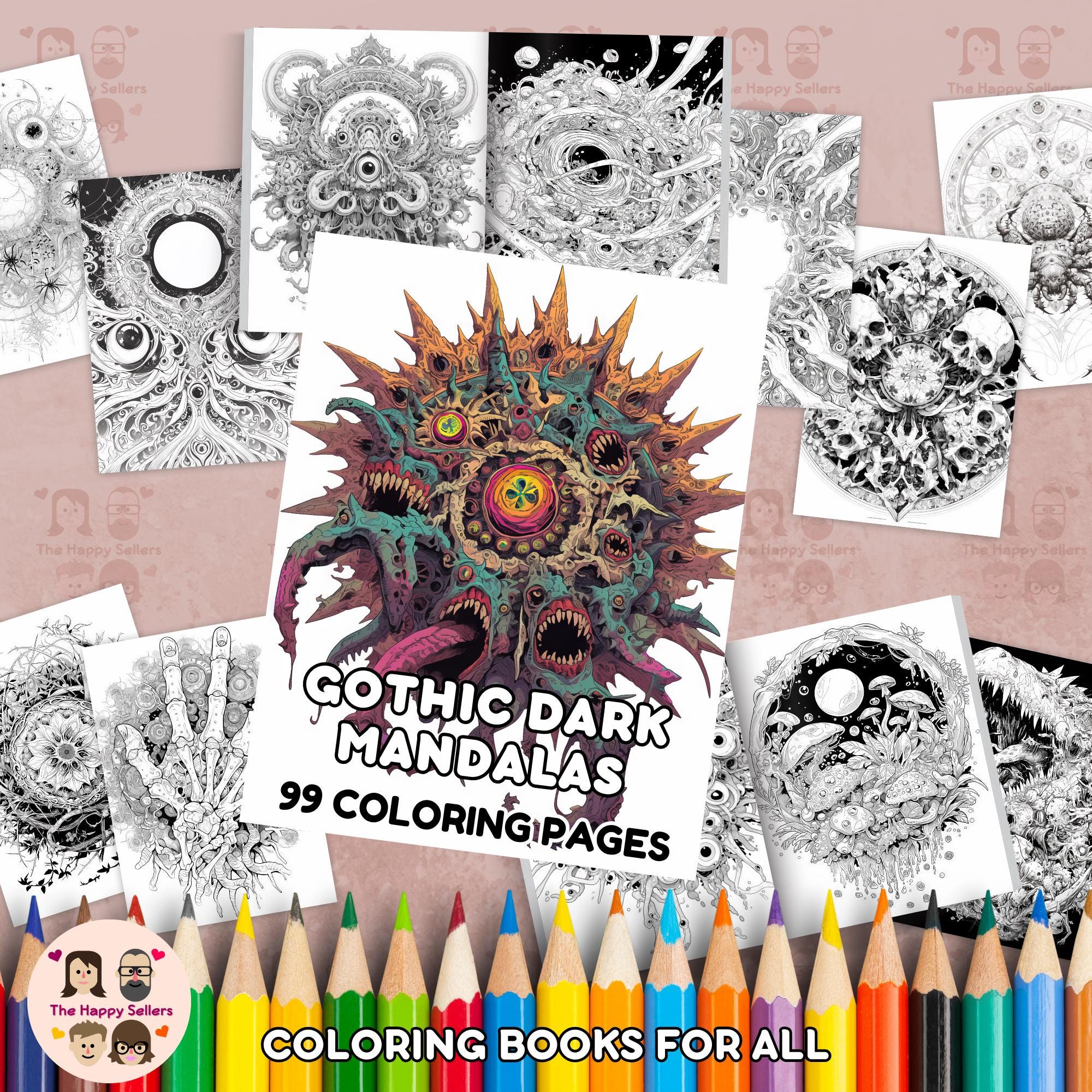 Gothic Dark Mandalas Coloring Book INSTANT DOWNLOAD 99 Coloring Pages ...