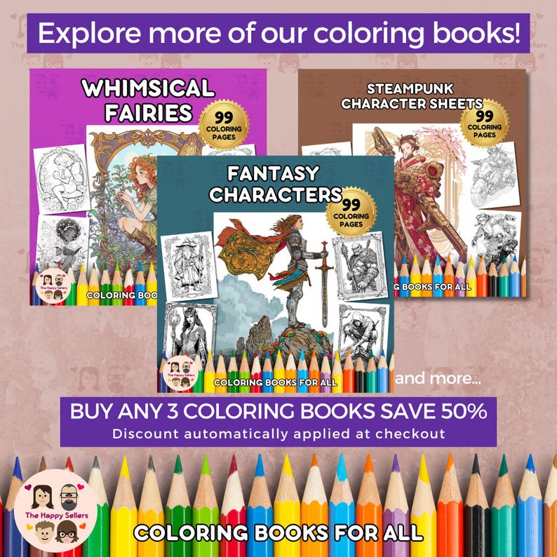 Fantasy Female Character Coloring Book INSTANT DOWNLOAD 99 Pages + 2 ...