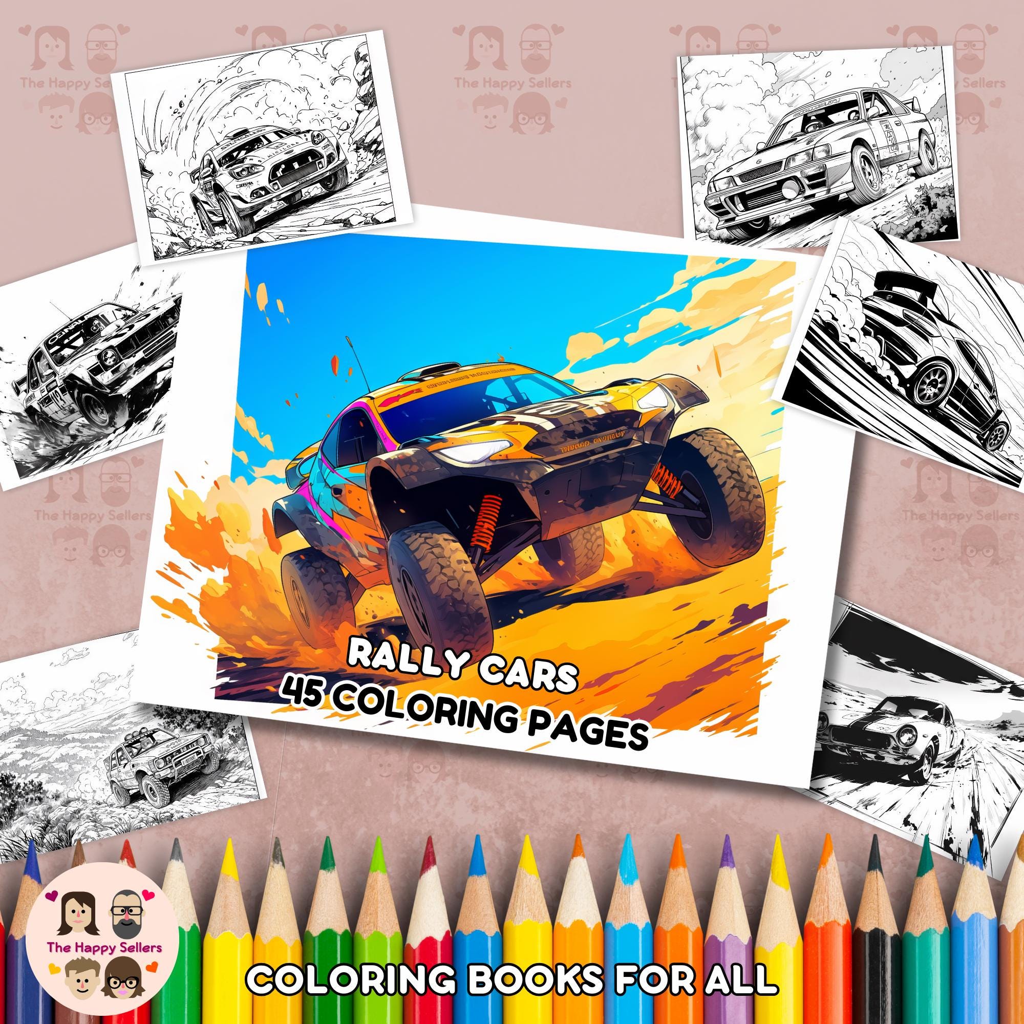 Kub Car Racing Rally Colouring Page Rally Cars Coloring Book INSTANT DOWNLOAD 45 Car-themed Coloring Pages ...